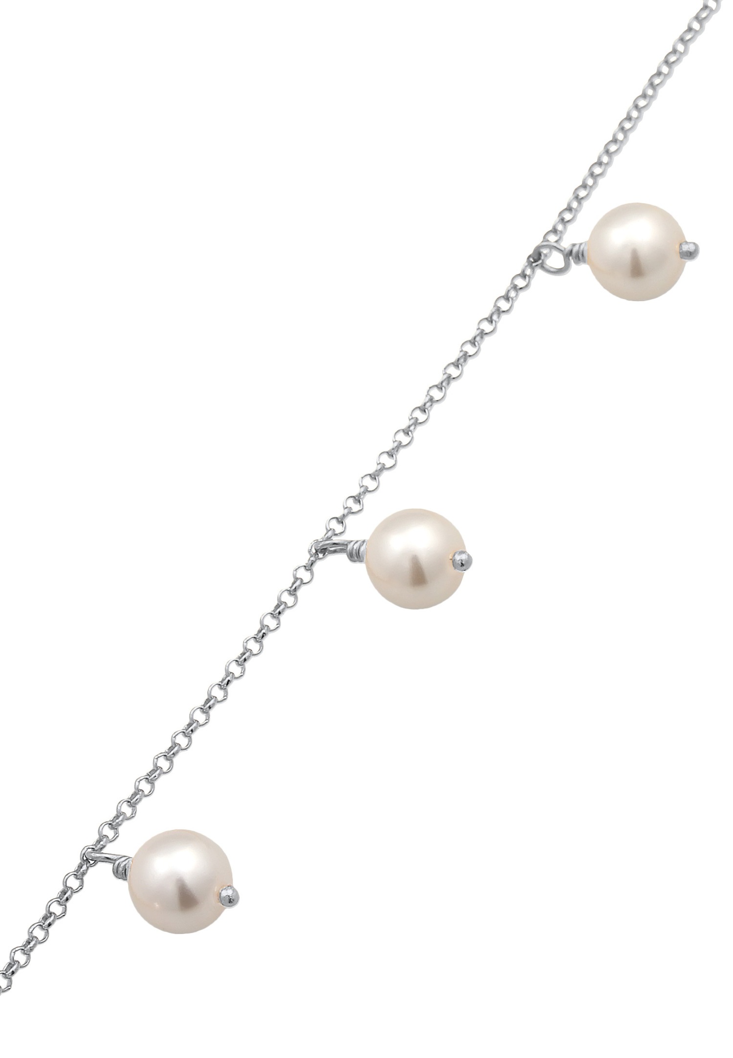 Elegante, schlichte Damenkette von Nenalina mit synthetischen Perlen aus 925er Sterlingsilber