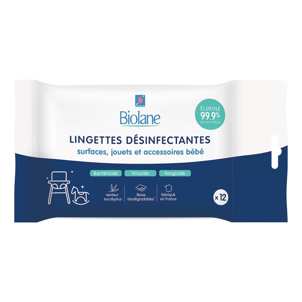 biolane Lingettes désinfectantes multi-surfacesx12 Lingettes