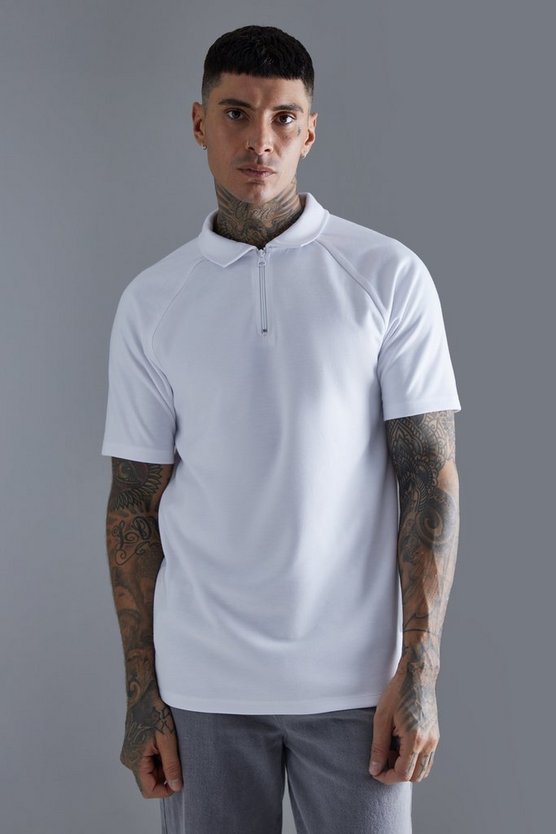 Tall Slim-Fit Raglan Poloshirt mit langen Ärmeln