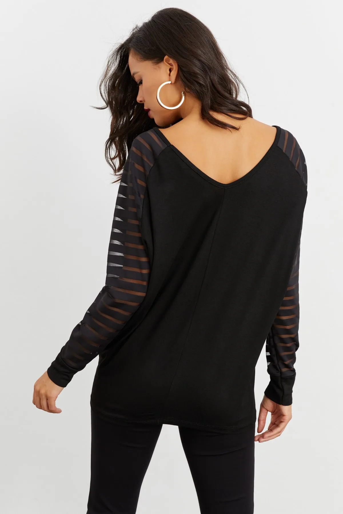 Cool & Sexy  Schwarze Damenbluse mit V-Ausschnitt ST3074