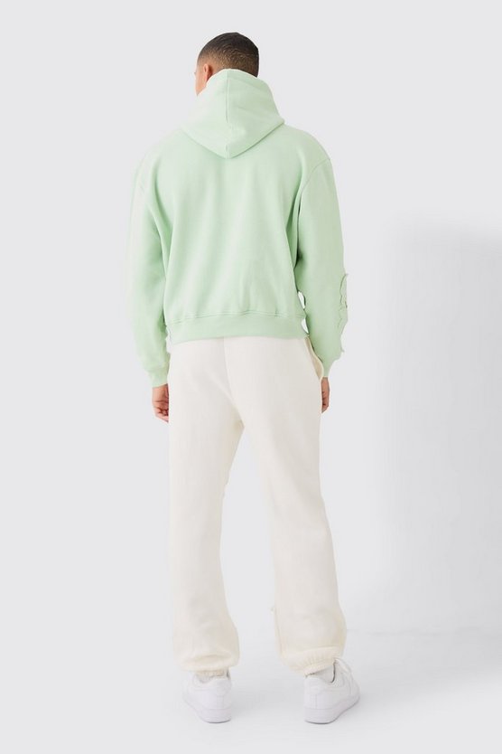 Oversize Hoodie mit Spray-Waschung und Rosen-Stickerei