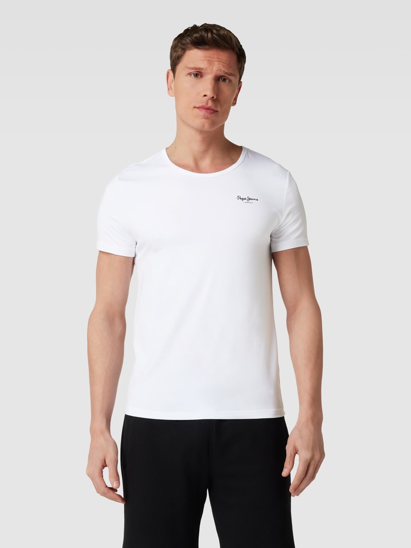 T-Shirt mit Label-Print im 2er-Pack in weiß