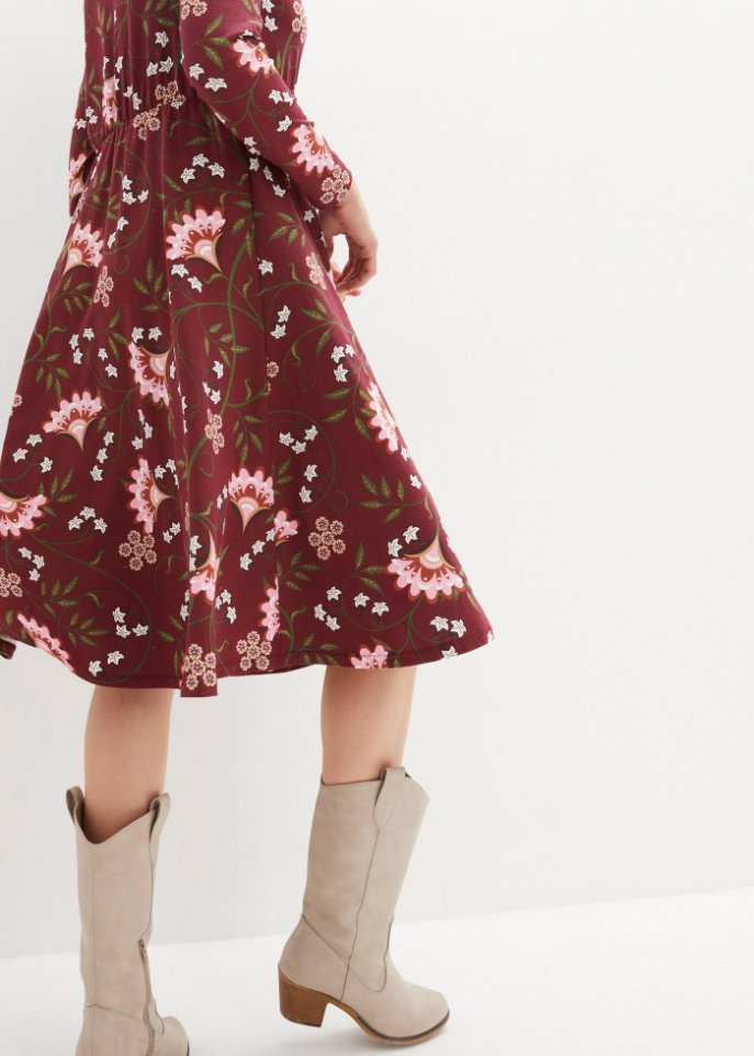 Baumwoll-Midi-Jerseykleid in Wickeloptik