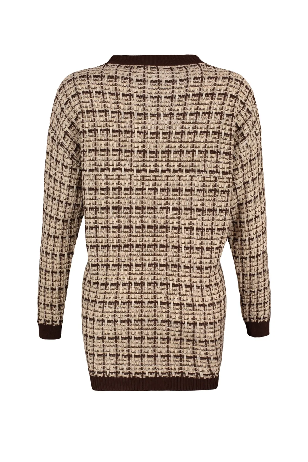 Trendyol Collection  Braune, weite Strickjacke in Tweed-Optik mit Glitzer TWOAW21HI0250