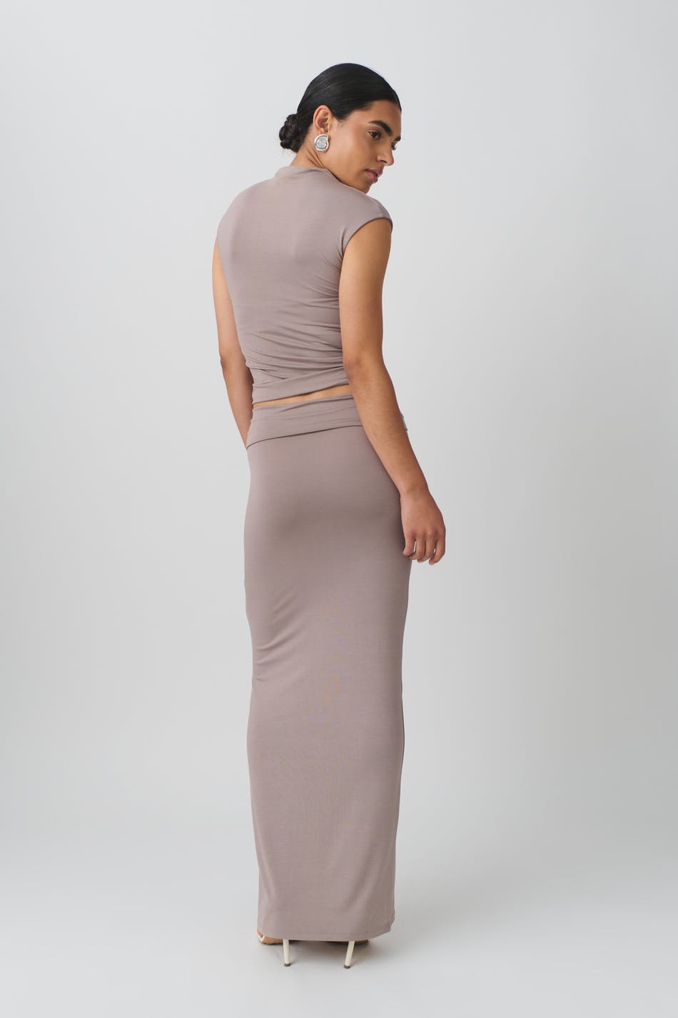 Soft touch folded maxi skirt