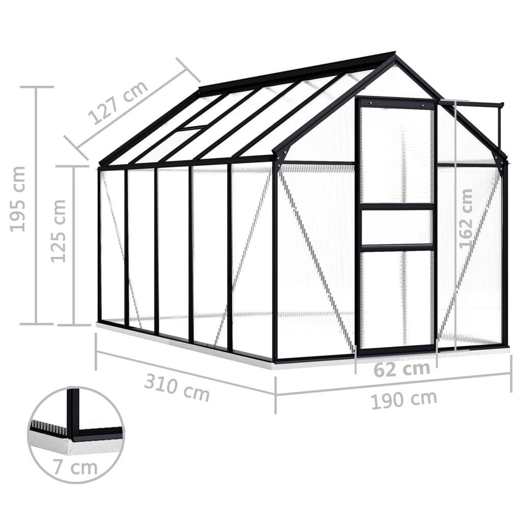 vidaXL Gewächshaus Gewächshaus mit Fundament Anthrazit Aluminium