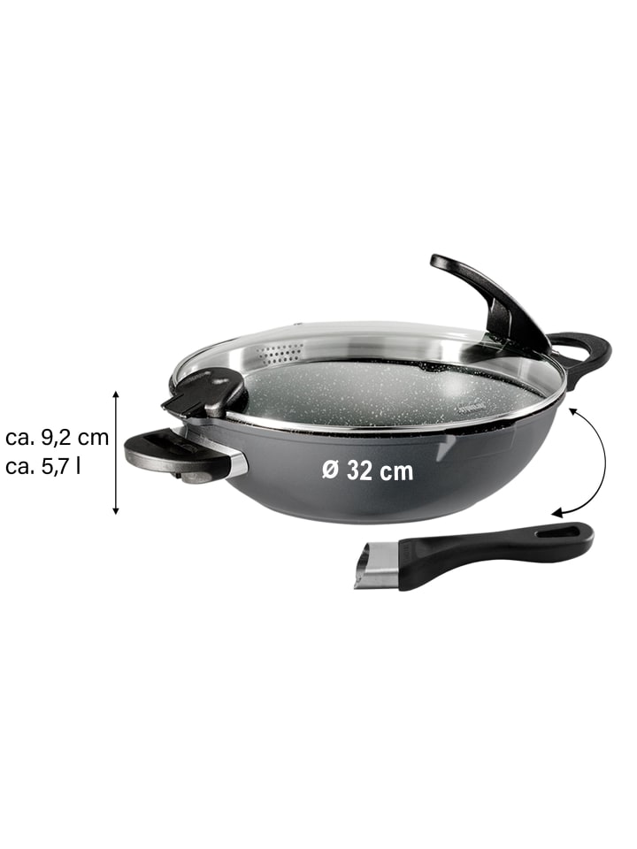 Stoneline Wokpfanne 32 cm | mit Deckel in Anthrazit günstig kaufen Ø 32 cm