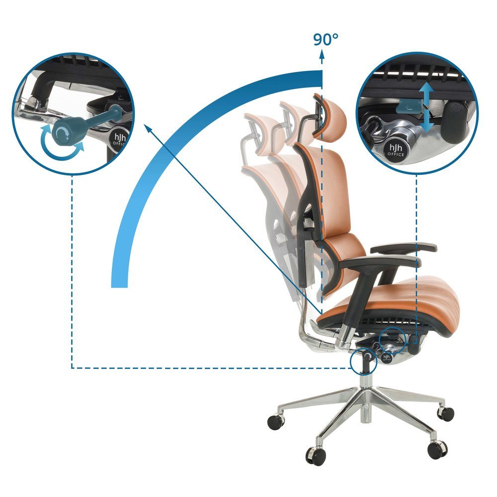 hjh OFFICE Drehstuhl Luxus Chefsessel ERGO-U2 L Leder (1 St), Bürostuhl ergonomisch