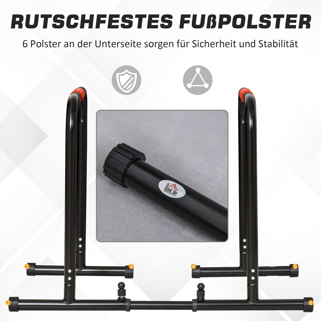 HOMCOM Dip Barren Fitness Parallettes Push Up Dip Station Einstellbar Stahl