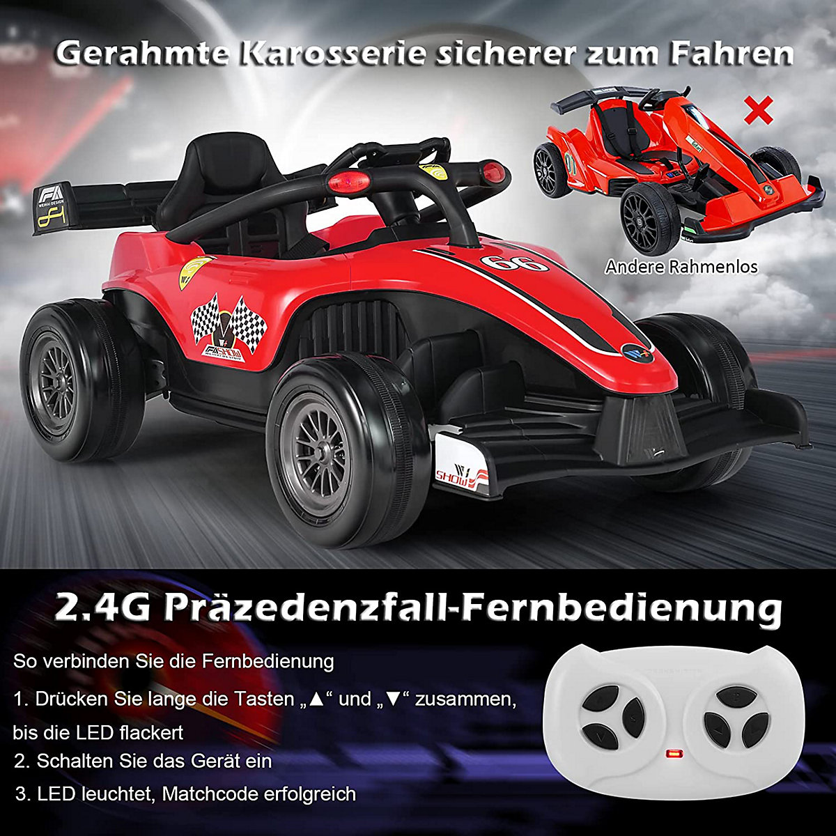 Rennauto Elektroauto 12V mit Musik Licht 3-7 Jahren