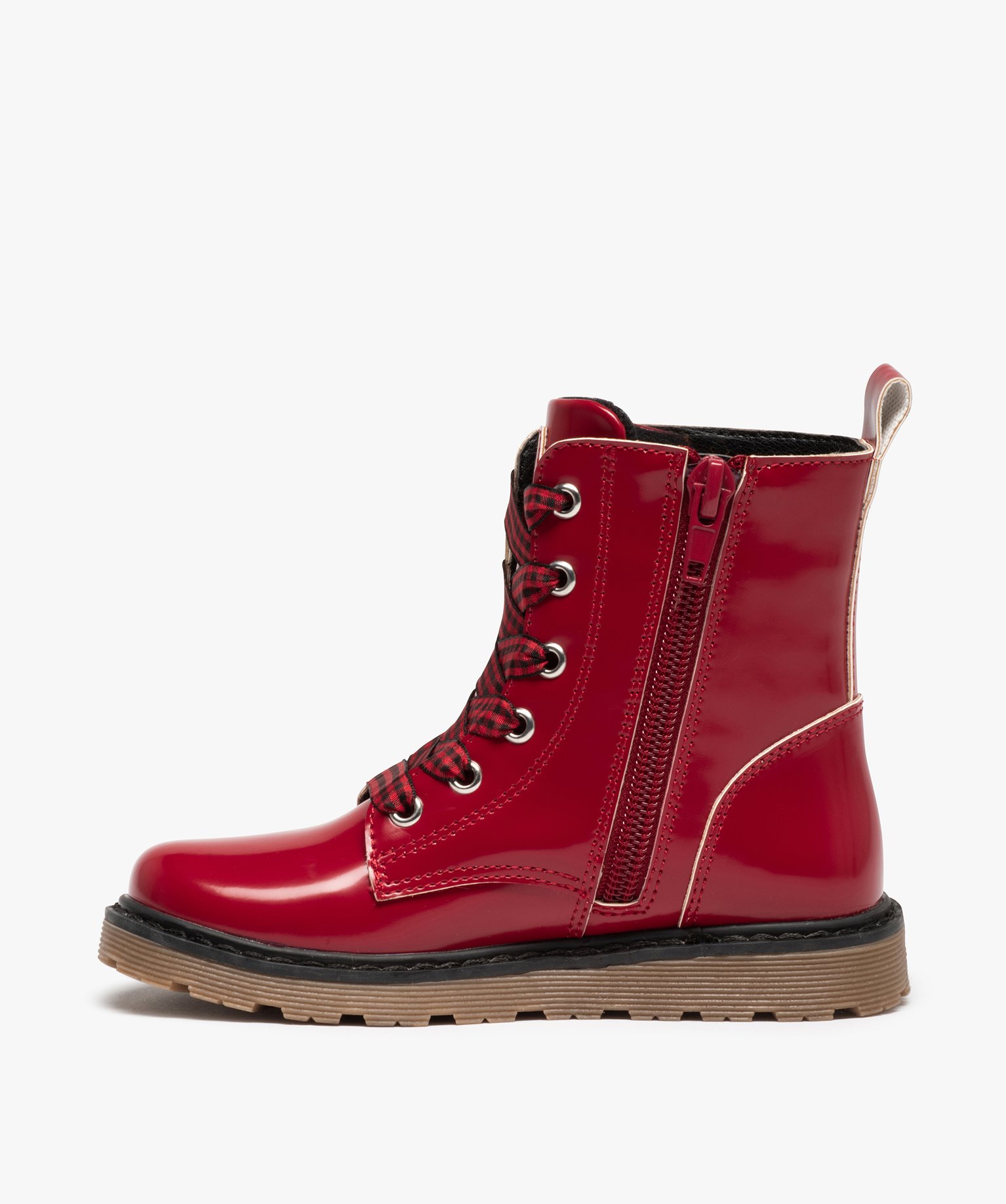 Boots fille vernies style rock à semelle crantée - LuluCas... rouge | GEMO
