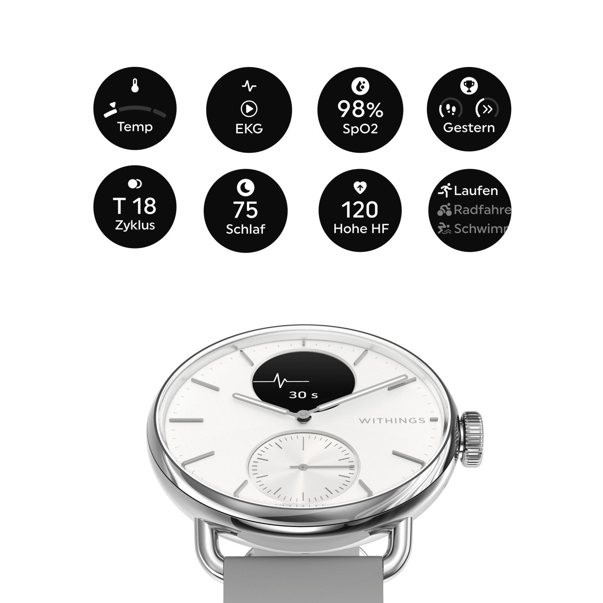Withings ScanWatch 2 (38 mm) Smartwatch (1,6 cm/0,63 Zoll)
