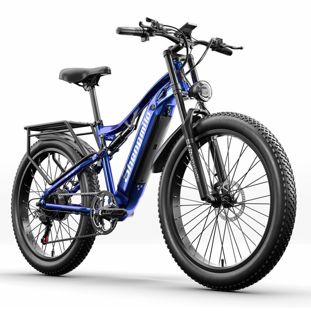 Shengmilo E-Bike MX03 E-Mountainbike 15AH 26 Zoll 40km/h 500W, 7 Gang Shimano Shimano TX55 Schaltwerk, Kettenschaltung, Hinten montierter Motor, (Set), Mit Luftpumpe, Heckrahmen, Werkzeug,Für alle Terrains geeignet,ebike