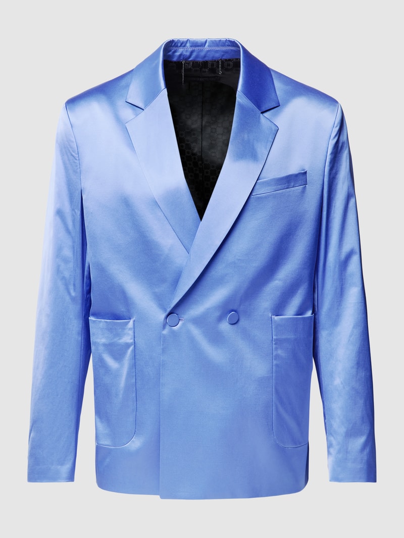 Sakko mit aufgesetzten Eingrifftaschen in metallic blau