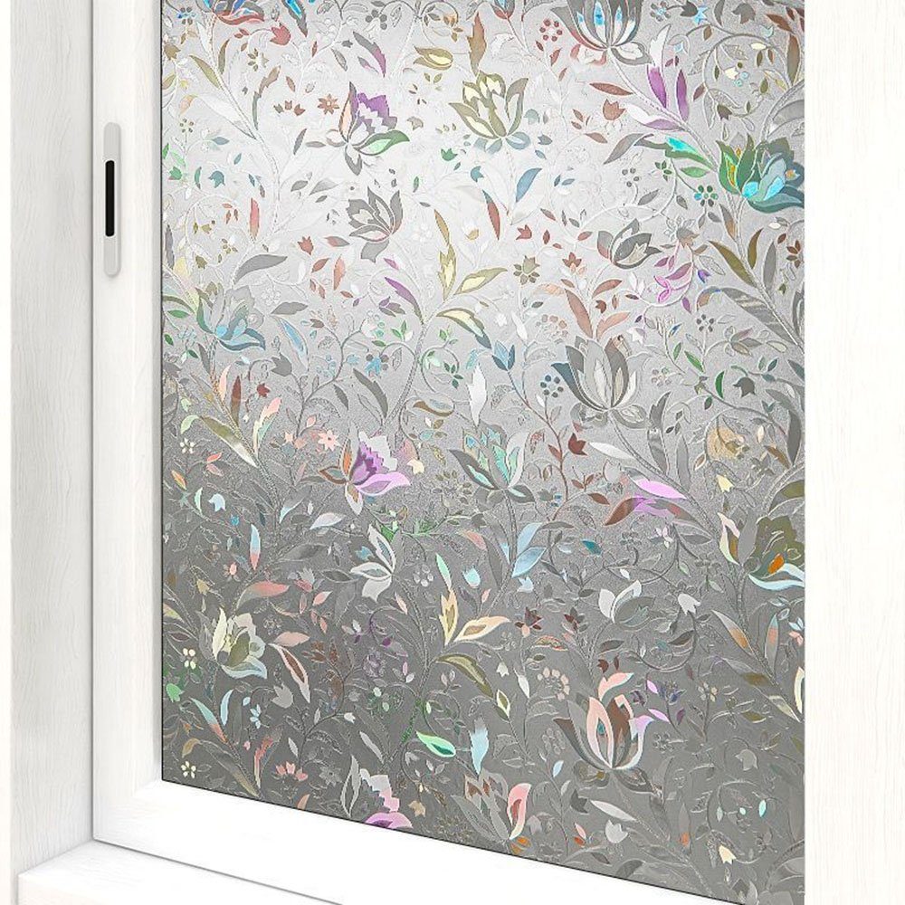 Fensterfolie 3D Fensterfolie Sichtschutz Folie Fenster Selbstklebend, Haiaveng, Texturiert, für Badezimmer Schlafzimmer Küche (Tulip)