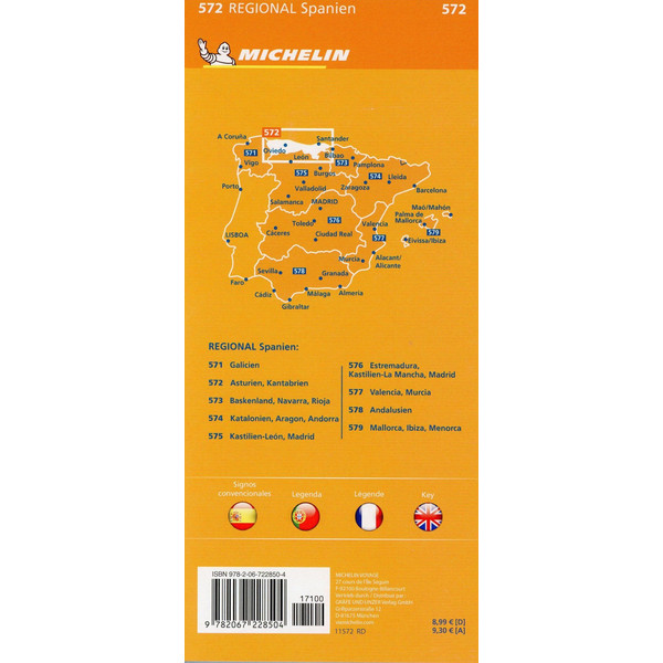 Michelin Asturien, Kantabrien. Straßen- und Tourismuskarte 1:250.000 - Straßenkarte