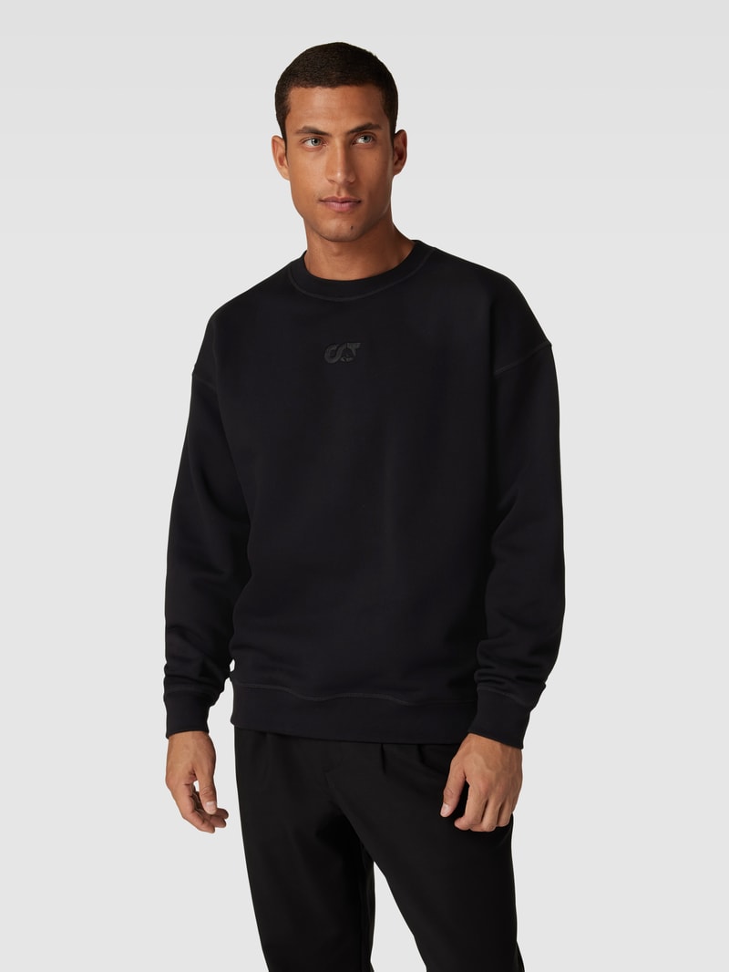 Sweatshirt mit Label-Stitching Modell 'SEOVE' in schwarz