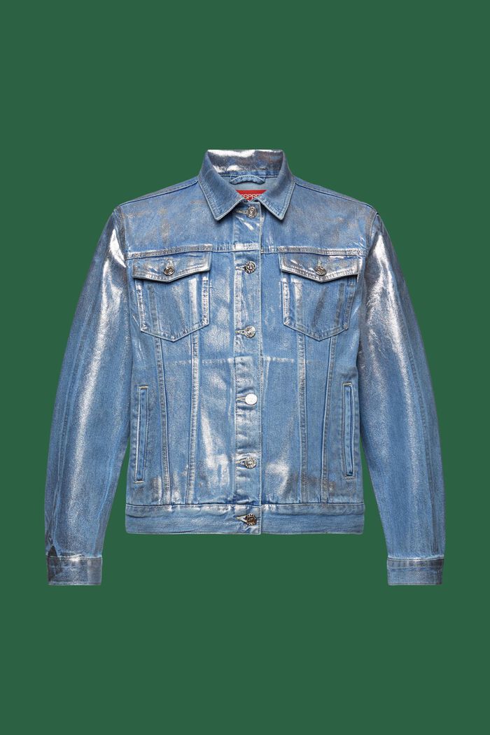 Jeansjacke in Metallic-Optik