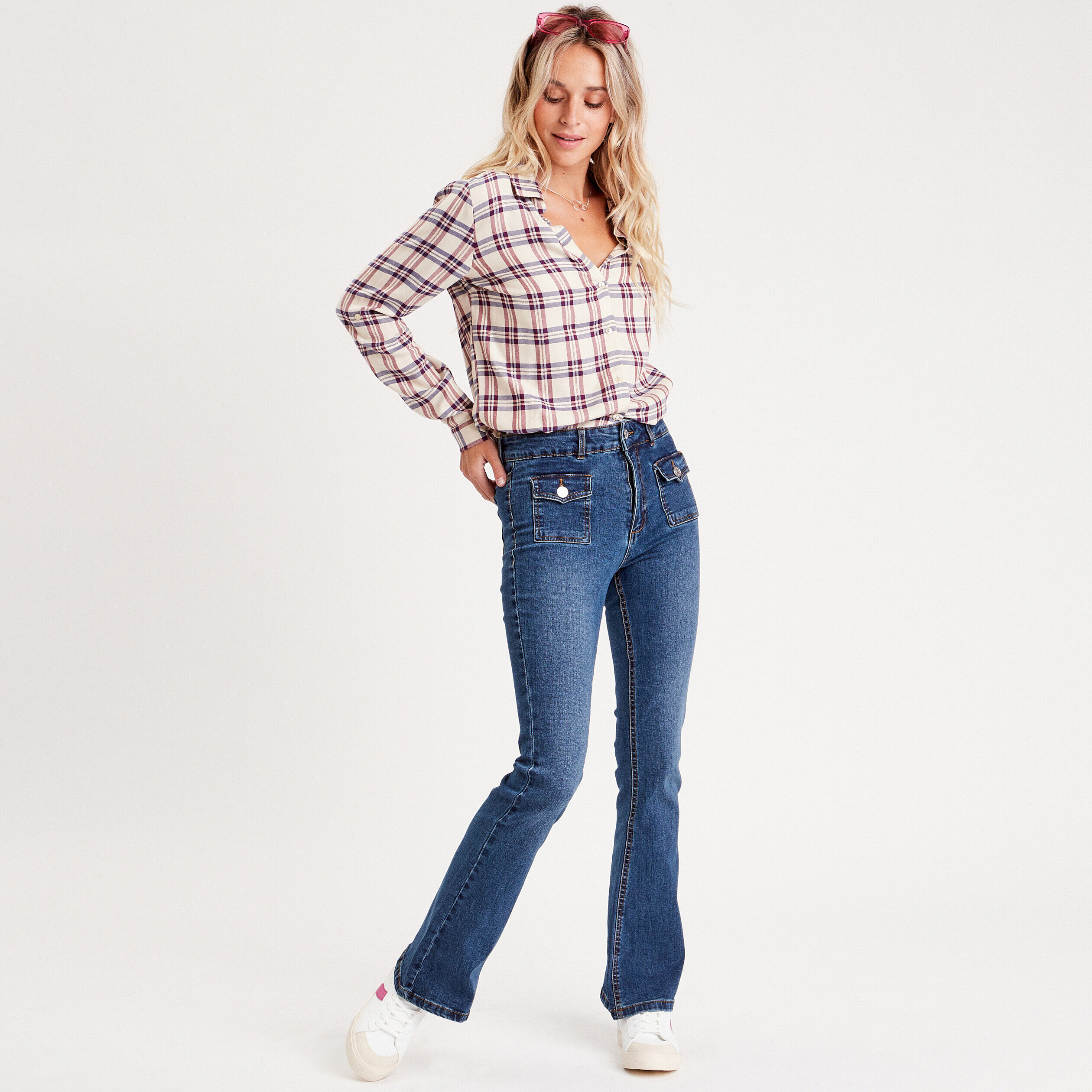 Chemise manches longues creme femme | Cache Cache