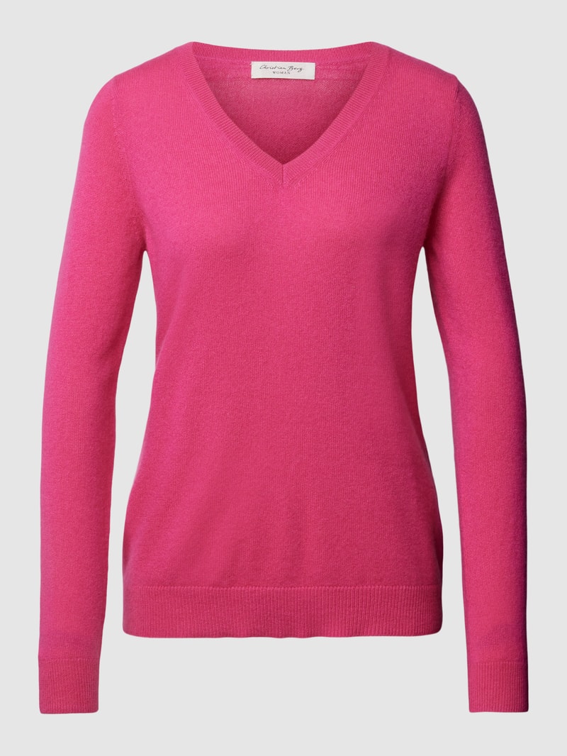 Strickpullover aus Kaschmir mit V-Ausschnitt in pink