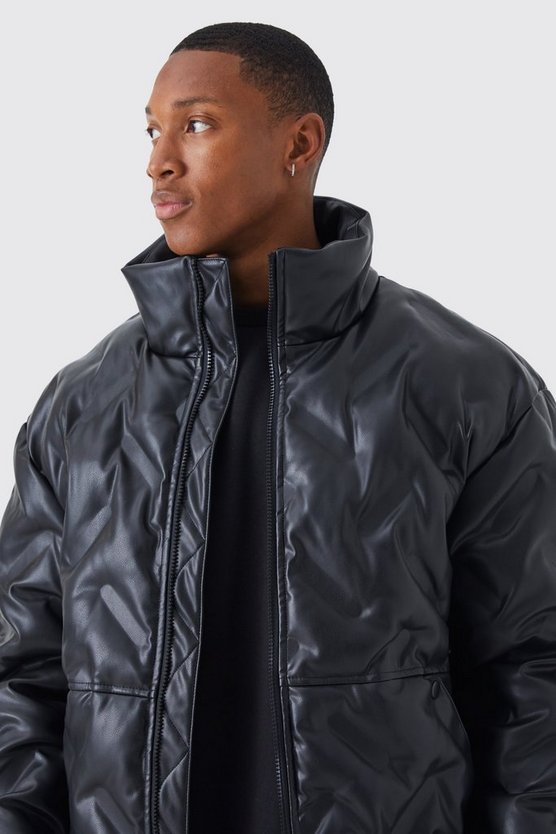 PU-Steppjacke mit Trichterkragen