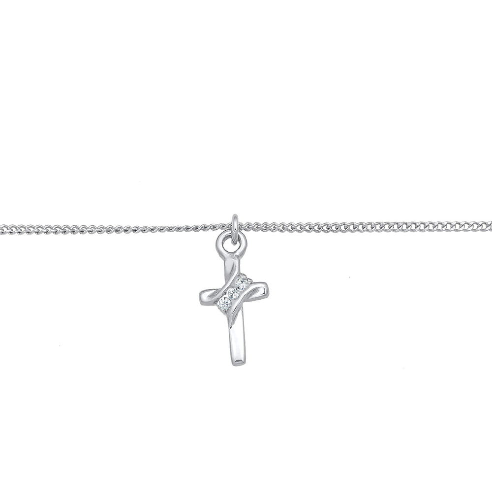 Elli Elli Collier Pendentif femme choker croix simple avec cristal en argent sterling  collier