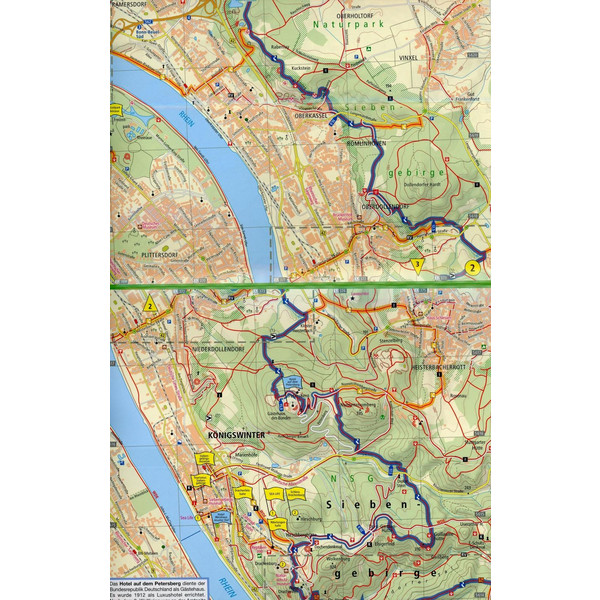 Wanderkarte Rheinsteig 1, Bonn - Lahnstein 1 : 25 000 - Wanderkarte