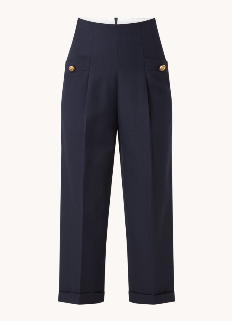 Calça cropped de cintura alta e corte reto Sandro em mistura de lã.