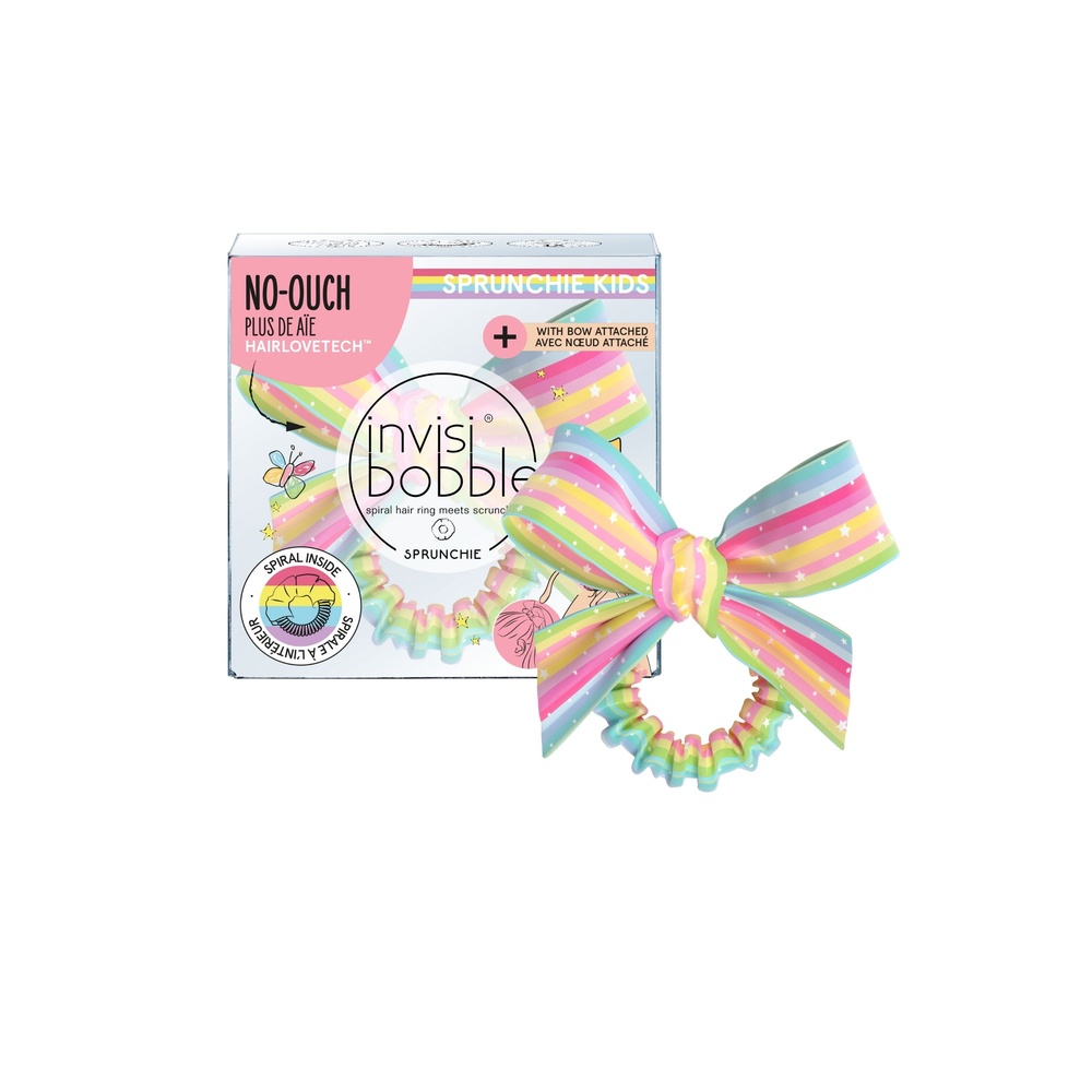 Invisibobble Kids Slim Sprunchie w. Bow Let’s Chase Rainbows Elastique à cheveux