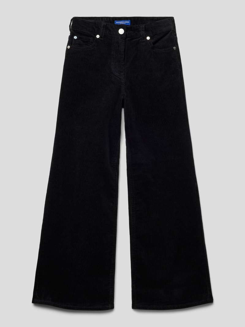 High Waist Cordhose im 5-Pocket-Design Modell 'The Wave' in schwarz