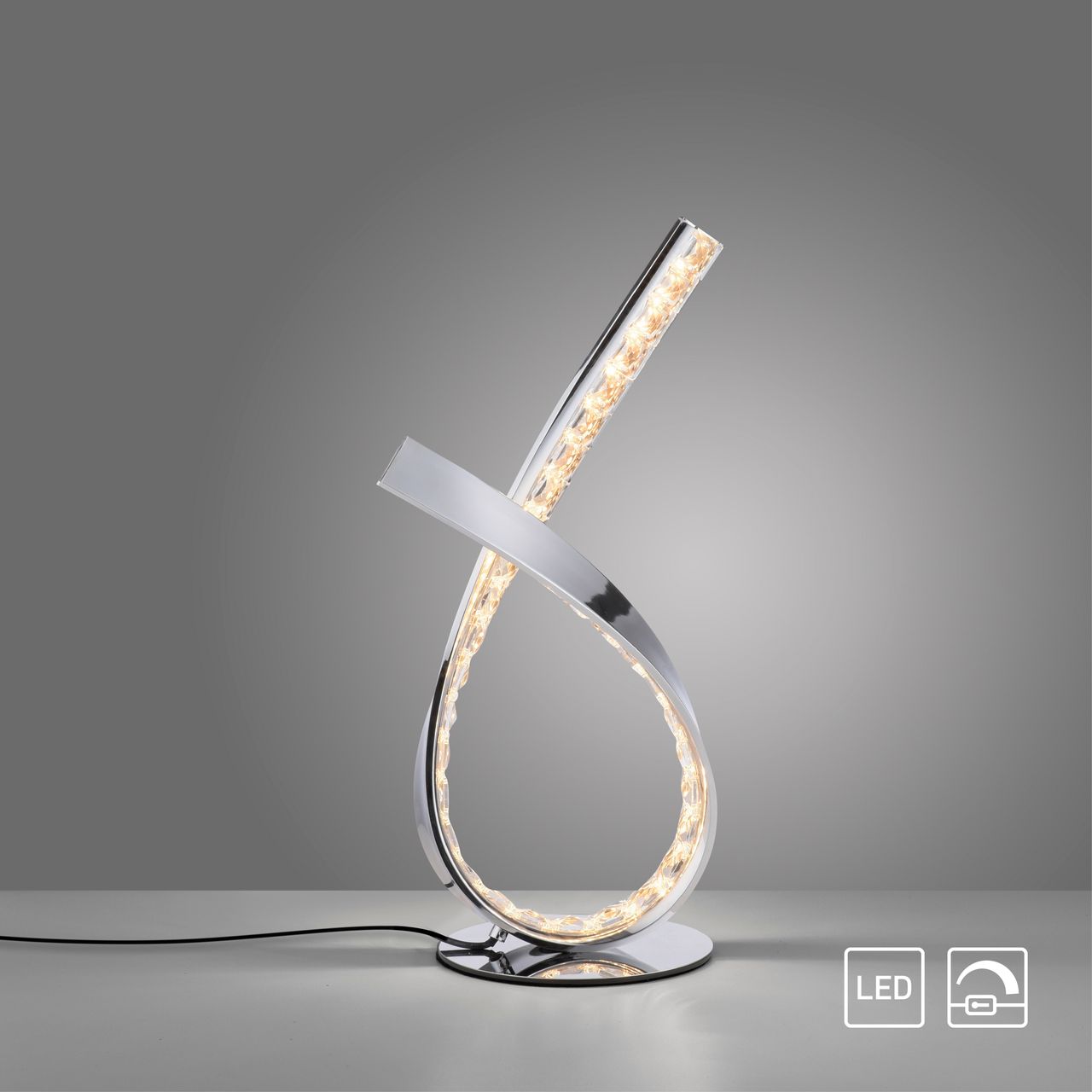Paul Neuhaus LED Tischleuchte BRILLA, dimmbar, Höhe 38,5 cm, Chrom