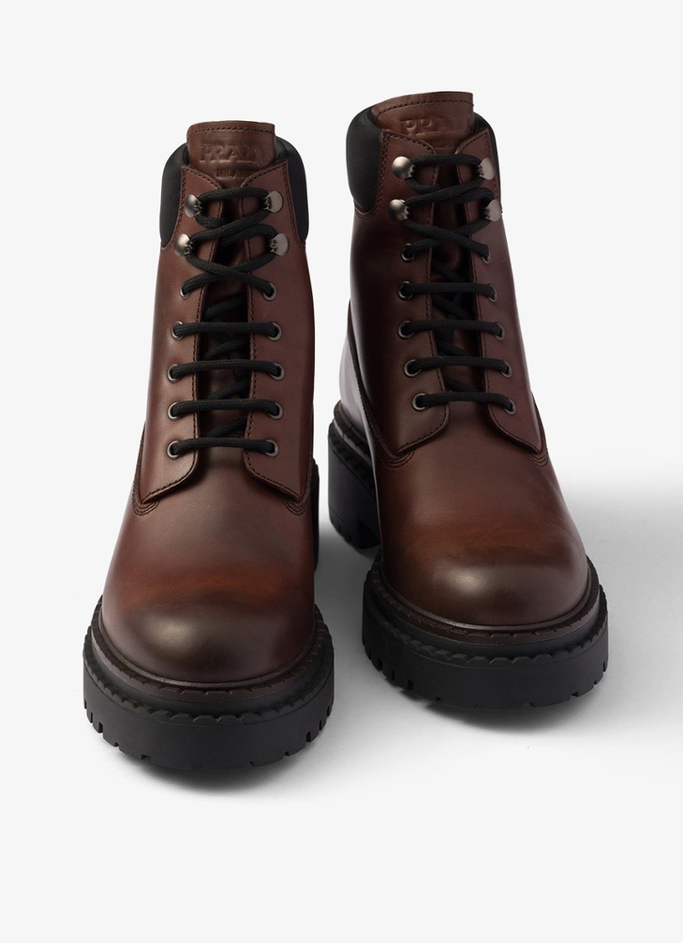 Prada  Re-Nylon veterboot van leer