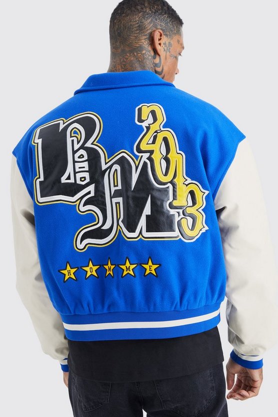 Kastige Melton Jacke mit PU-Kragen