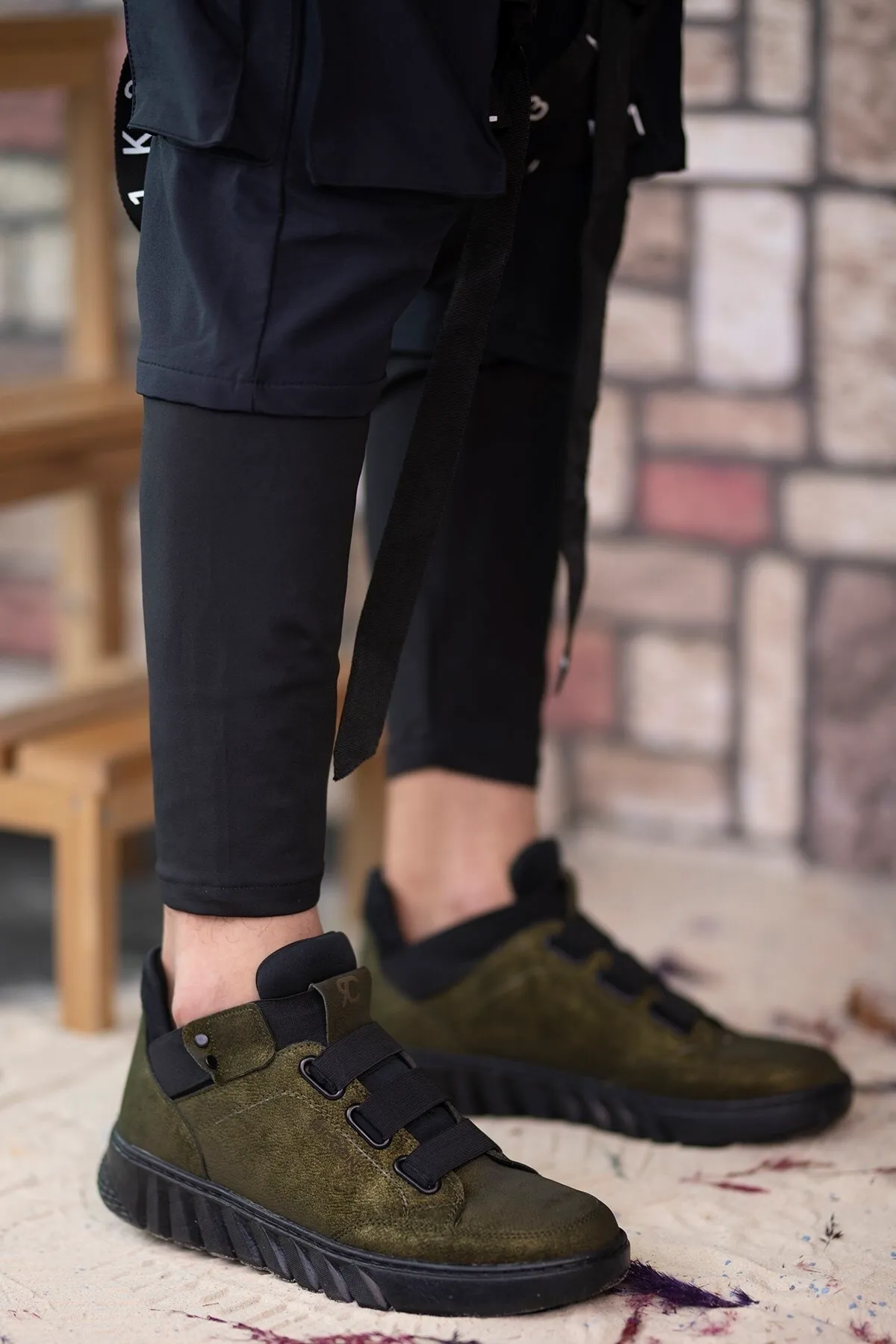Riccon  Khakifarbene Unisex-Sneakerstiefel 0012383