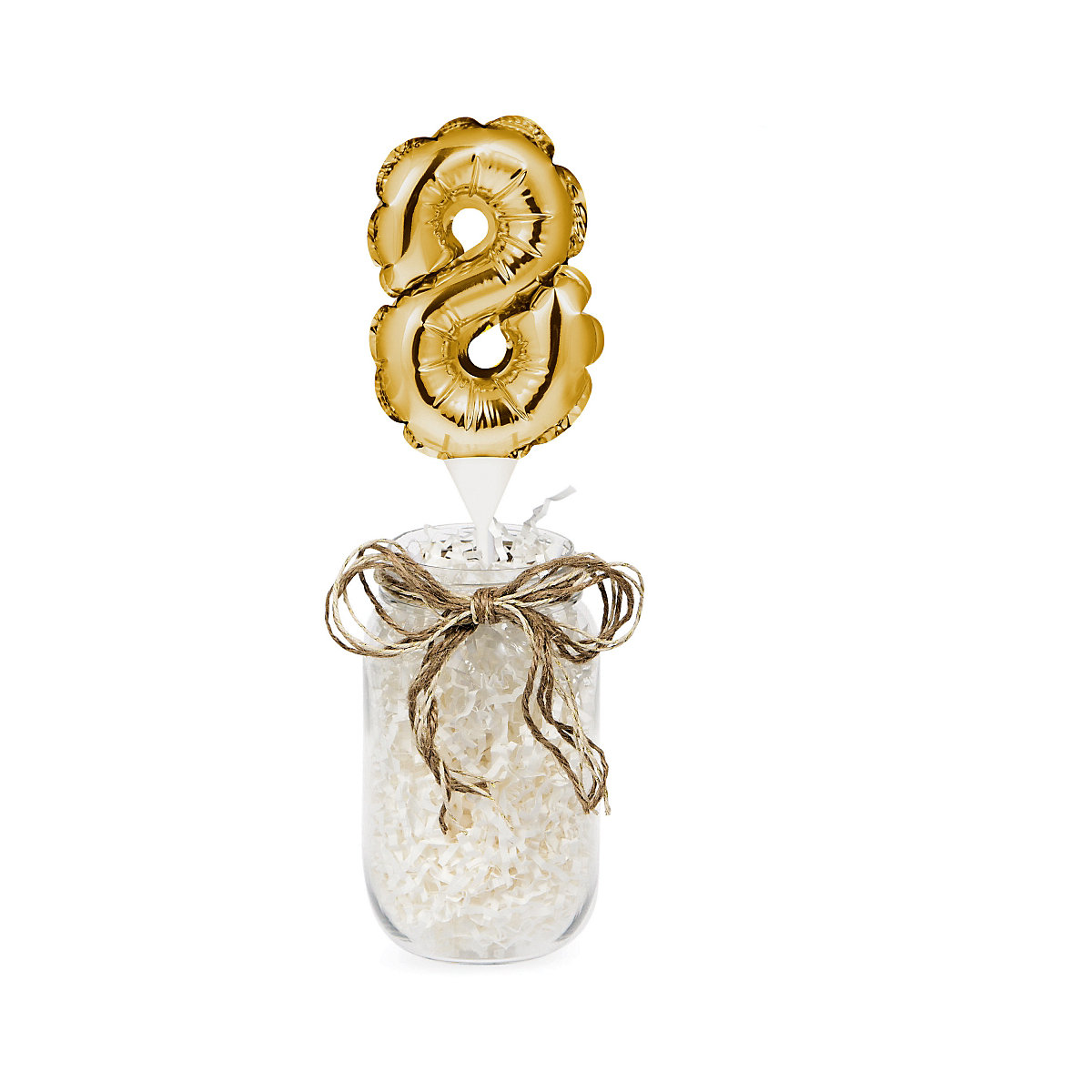 Kuchenpicker Folienballon Gold Zahl 8, 22,9 x 8,9 cm