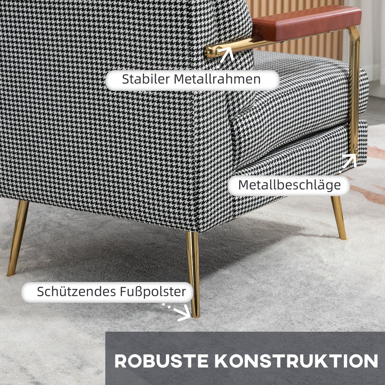 HOMCOM Ohrensessel Relaxsessel, Polstersessel Akzentsessel mit Leinenoptik