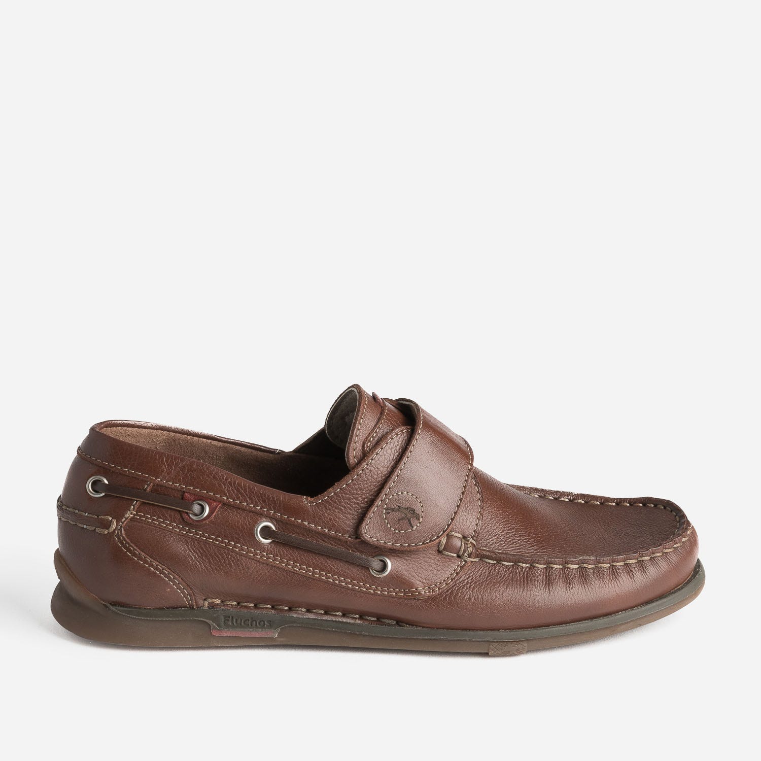 Chaussure-bateau FLUCHOS cognac en cuir à scratch