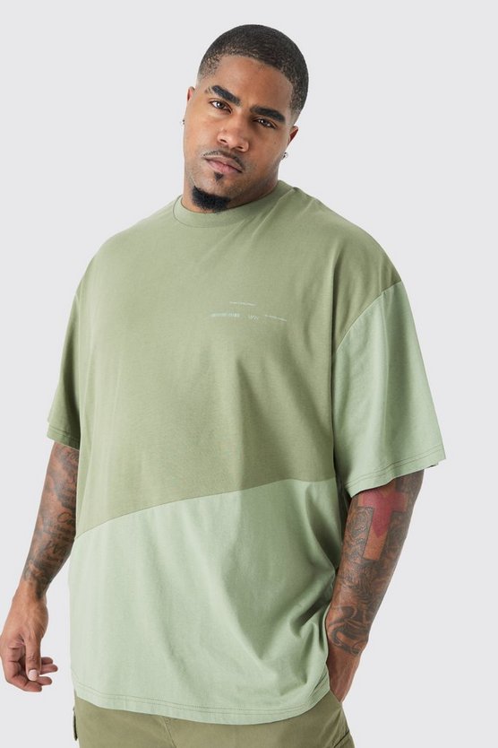 Plus Oversized Diagonal Colour Block T-shirt