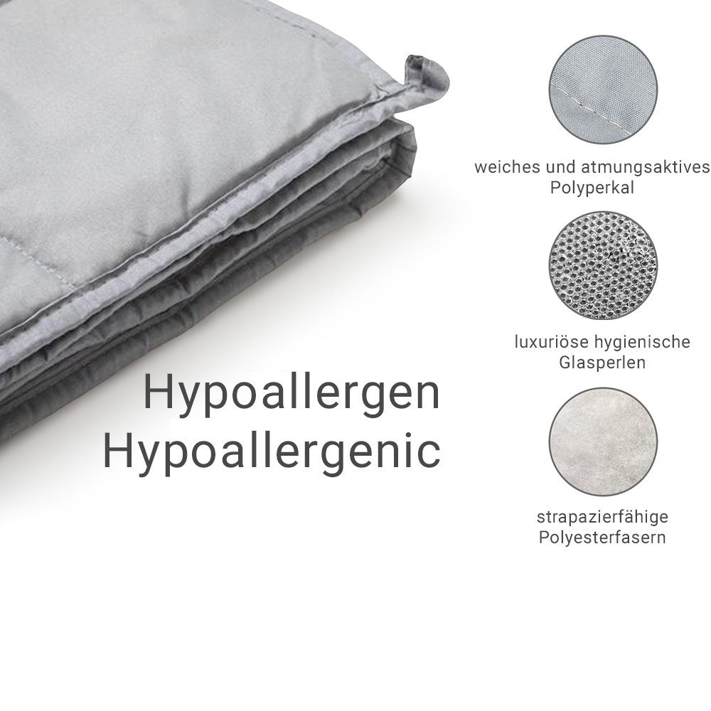 Gewichtsdecke, Therapiedecke GravityCare 7kg 150x200 cm Anti-Stress Gewichtsdecke, NYVI, Füllung: Mikroglasperlen, Bezug: Standard, Wohlfühlen & Besser schlafen - Schwere Bettdecke Entspannungsdecke