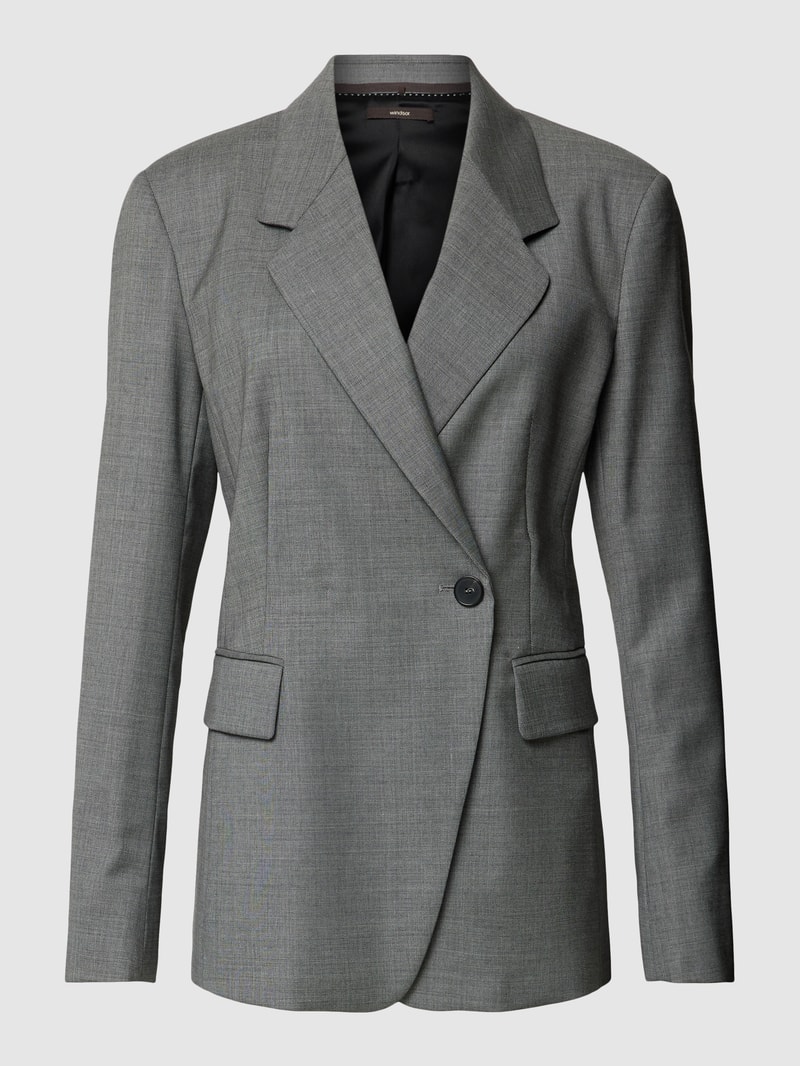 Blazer aus Schurwoll-Elasthan-Mix mit Knopfverschluss in mittelgrau