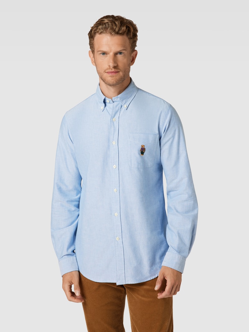 Custom Fit Freizeithemd mit Motiv-Stitching in hellblau