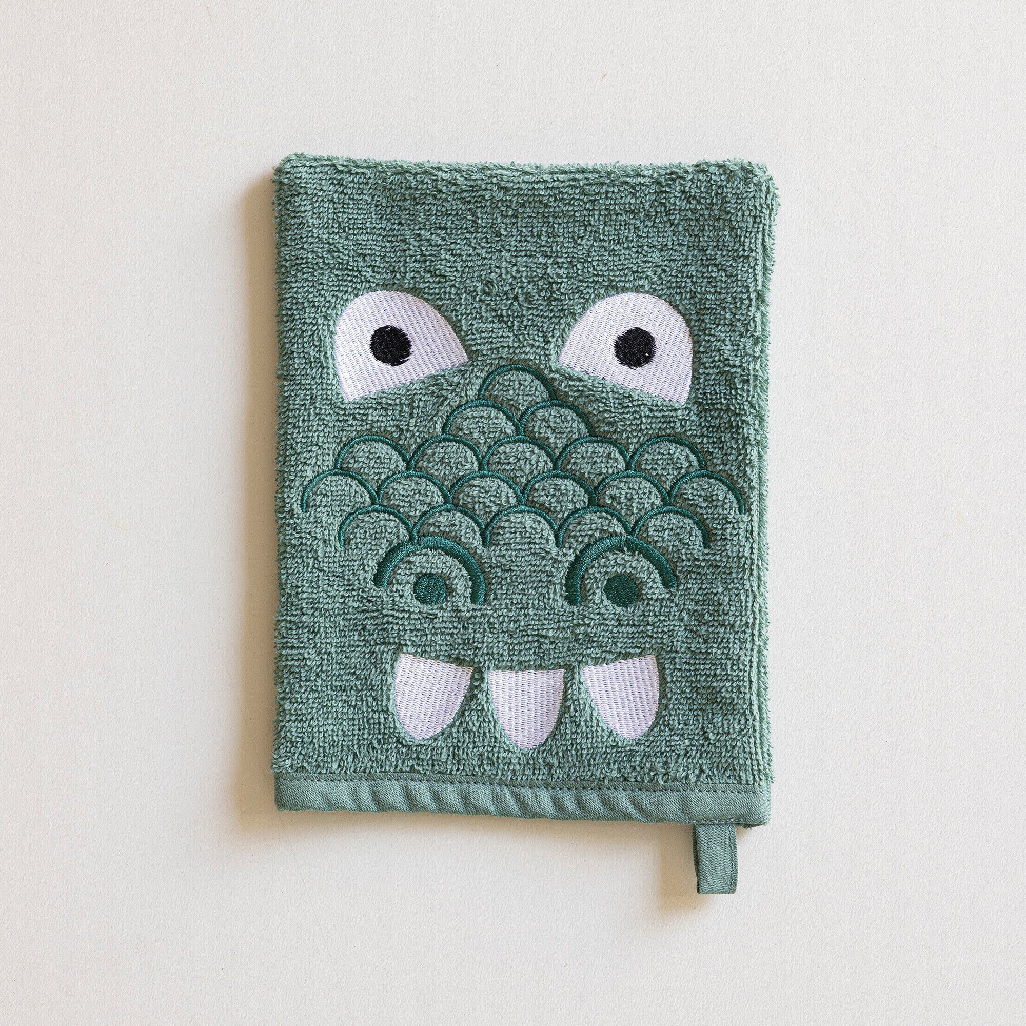 Collection éponge enfant brodée personnalisable dinosaure coton