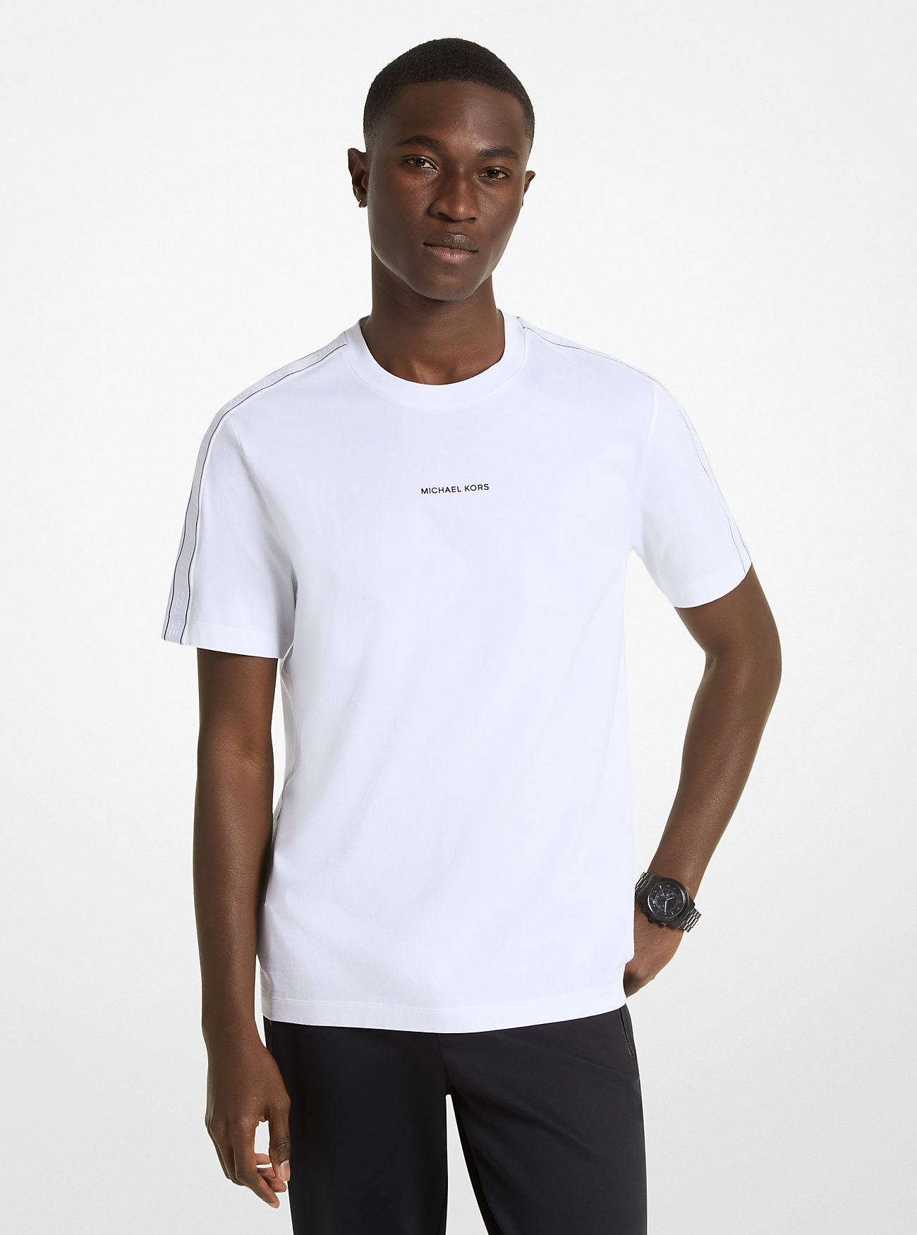 Logo Tape Cotton T-Shirt - WHITE