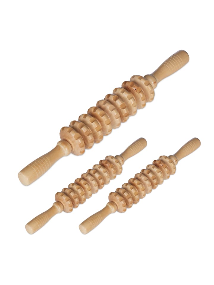 relaxdays 3 x Massage Roller in Natur günstig kaufen onesize