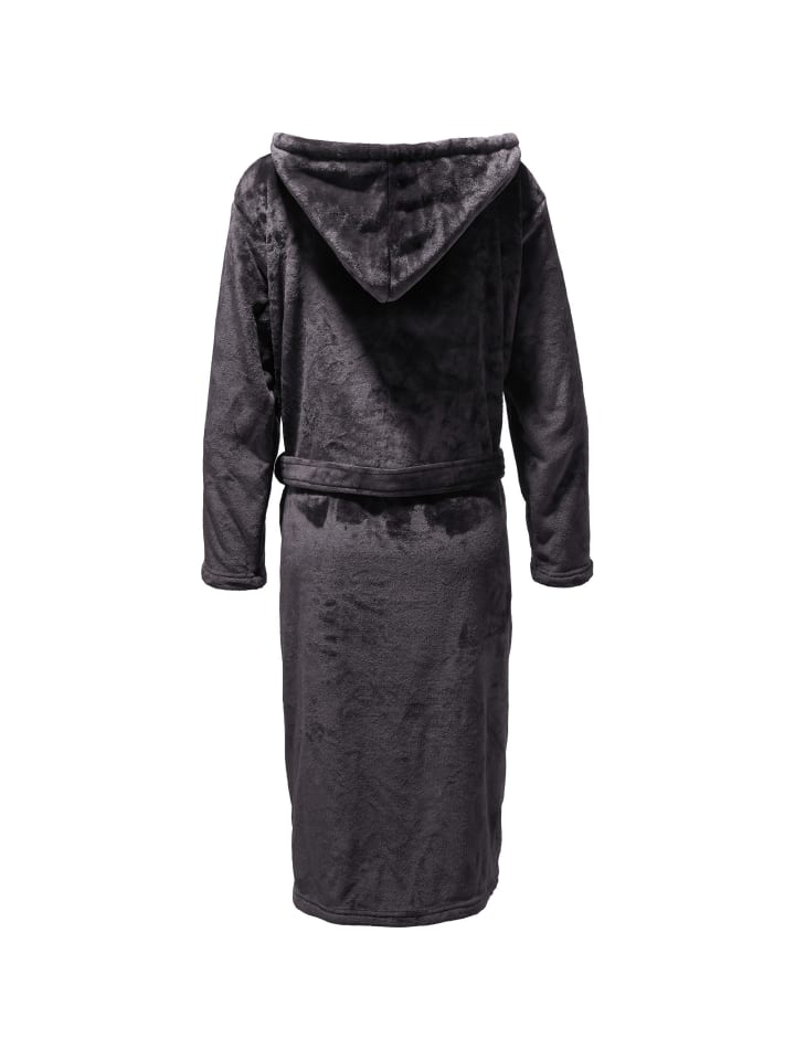 REDBEST Fleece Unisex-Bademantel mit Kapuze Perris in anthrazit günstig kaufen