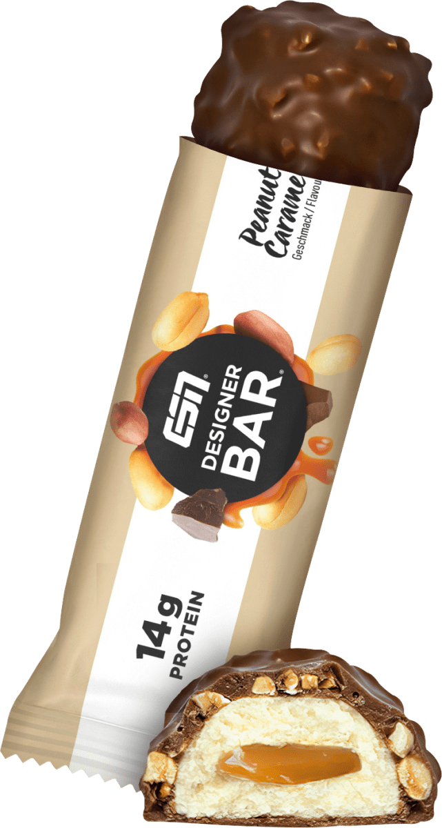 Proteinriegel Designer Bar, Peanut Caramel Geschmack, 45 g