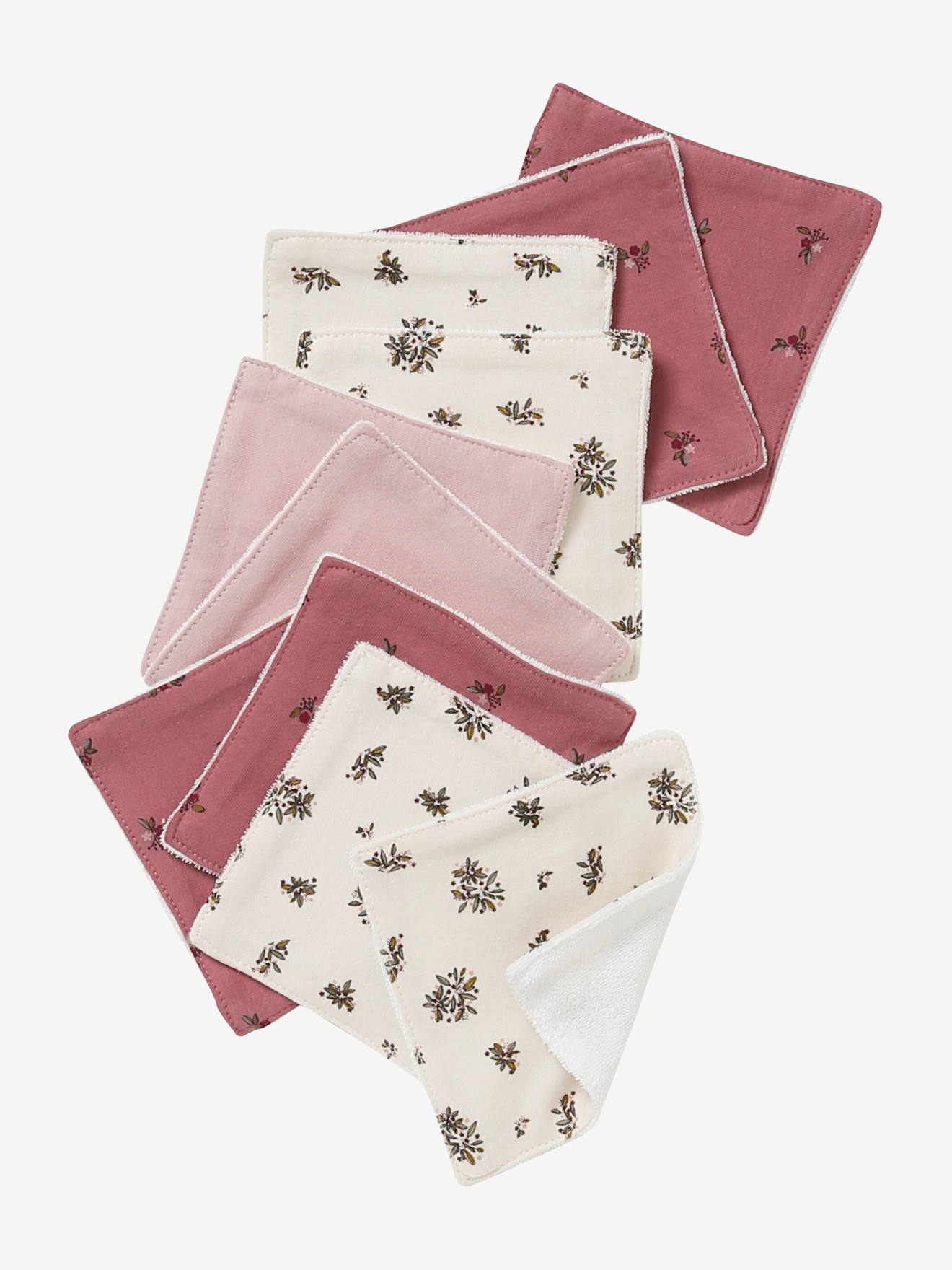 Vertbaudet Bio-Kollektion: 10er-Pack Baby Waschlappen mit Aufbewahrungsbeutel Oeko-Tex - farblich sortiert/provence