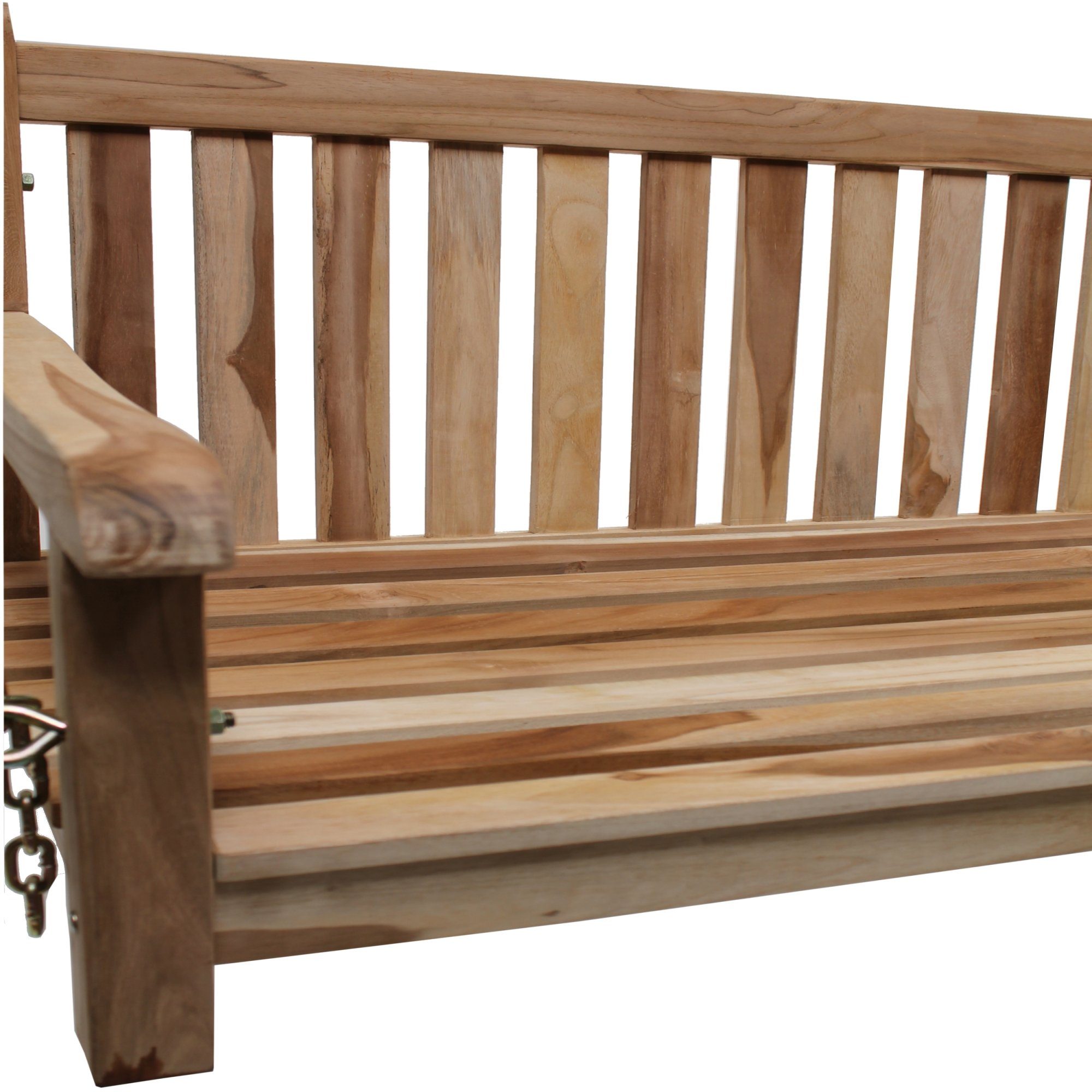 Home Feeling Hollywoodschaukel Teakholz Hängebank/Verandabank/Gartenbank, 2,00-Sitzer