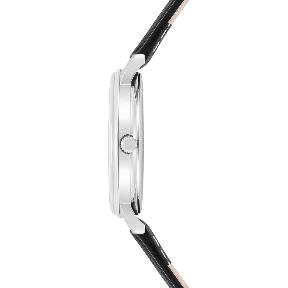 Trilani Montre à quartz en Cuir véritable en Noir Montre