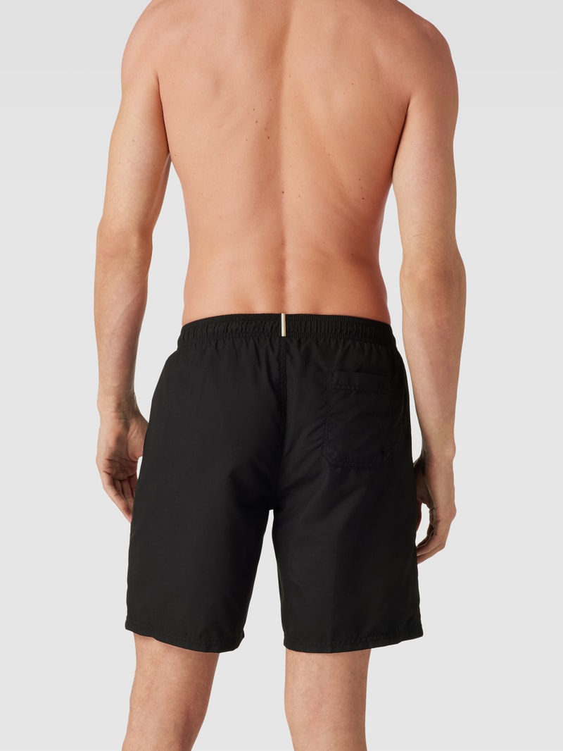Badehose mit Label-Stitching in schwarz